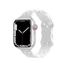 St.siabe1入組女式男士時尚休閒鏤空蕾絲單色矽膠錶帶搭配Apple Watch錶帶38mm40mm41mm45mm44mm42mm49mm皮帶，柔軟彈性透氣舒適防水腕帶替換錶帶Apple Watch Ultra系列SE/8/7/6/5/4/3/2/1智能錶帶配件 - 白色 - 查看 2
