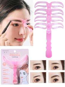 Plantilla de aseo de cejas, 4 piezas de herramientas de dibujo de cejas para principiantes, plantilla de tarjeta de cejas, moldeador de cejas, dibujo de tarjetas de candidiasis, tarjeta de plantilla de cejas, pegatinas de cejas, artefacto de candidiasis - Rosa - Ver 1