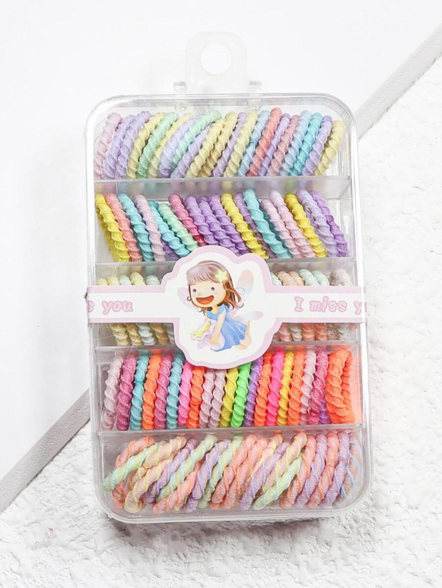 100 件装 女士纯色休闲发带 马尾辫固定器 弹性发绳