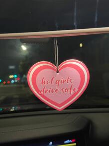 Heart Design Car Hanging Air Freshener - Coral Pink - View 5
