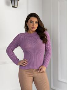 Women Knit Tops - 紫丁香色 - 查看 1