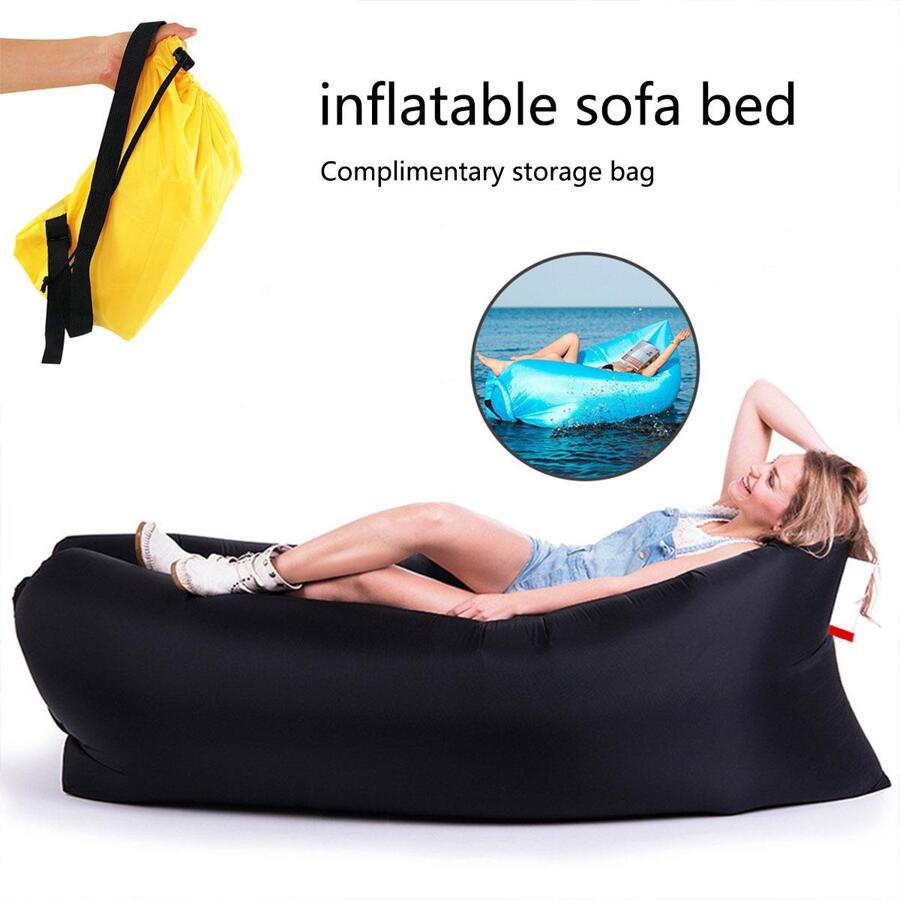 1 pieza portátil azul poliéster camping inflable lounger - Azul - Ver 1