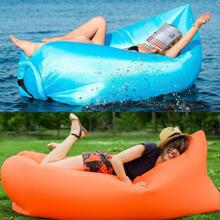 1 pieza portátil azul poliéster camping inflable lounger - Azul - Ver 9