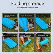 1 pieza portátil azul poliéster camping inflable lounger - Azul - Ver 7