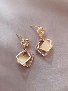 Geometric Design Dangle Earrings For Women, Stylish Earrings With Elegant Charisma