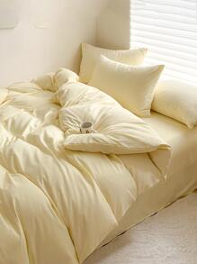 Solid Soft Quilt Cover 3pcs Set