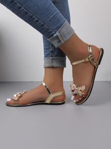 Sandalias Doradas Elegantes Para Mujeres - Dorado - Ver 3