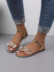 Sandalias Doradas Elegantes Para Mujeres - Dorado - Ver 1