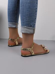 Sandalias Doradas Elegantes Para Mujeres - Dorado - Ver 6