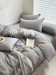 素色柔軟的被套套裝,3 - 灰色 - 查看 3