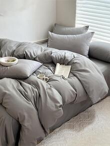 素色柔軟的被套套裝,3 - 灰色 - 查看 2