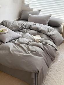 素色柔軟的被套套裝,3 - 灰色 - 查看 1