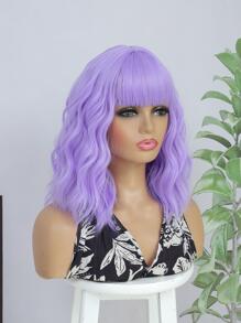 Tóc Giả Tổng Hợp Xoăn Ngắn Có Bangs - Màu tím hoa cà - Xem 3