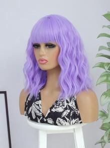 Tóc Giả Tổng Hợp Xoăn Ngắn Có Bangs - Màu tím hoa cà - Xem 4