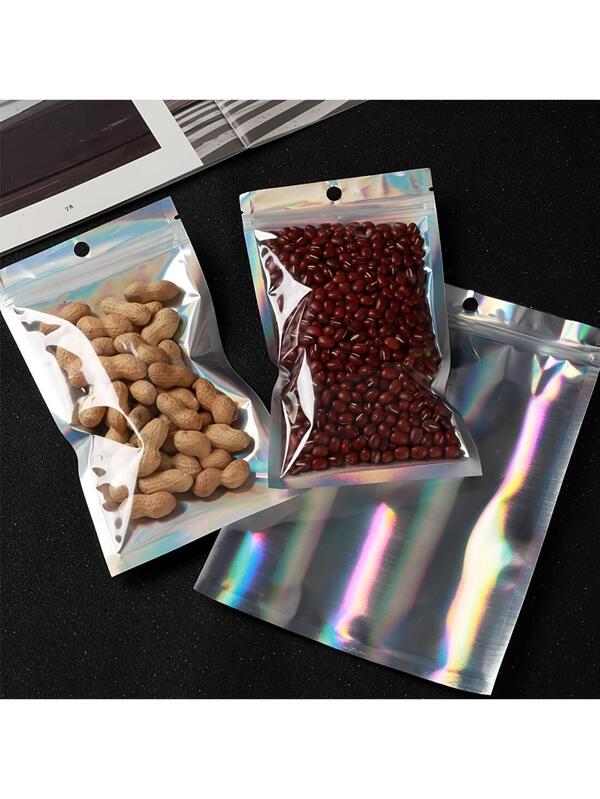 100 Packs Holographic Bags, Resealable Bags for Small Business with