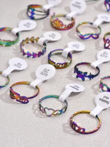 20 cái/bộ Nhẫn Thép Không Gỉ Rỗng Hình Học Đơn Giản Cho Nữ (Kích Thước & Kiểu Ngẫu Nhiên, Không Hộp) - Nhiều màu - Xem 4