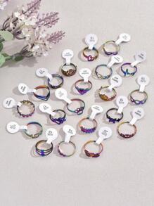 20 cái/bộ Nhẫn Thép Không Gỉ Rỗng Hình Học Đơn Giản Cho Nữ (Kích Thước & Kiểu Ngẫu Nhiên, Không Hộp) - Nhiều màu - Xem 3