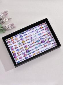 20 cái/bộ Nhẫn Thép Không Gỉ Rỗng Hình Học Đơn Giản Cho Nữ (Kích Thước & Kiểu Ngẫu Nhiên, Không Hộp) - Nhiều màu - Xem 5