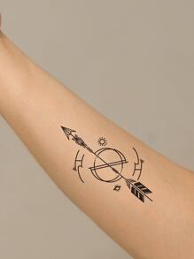 1張黑白箭頭和羽毛圖案臨時紋身貼紙 - 黑色 - 查看 1