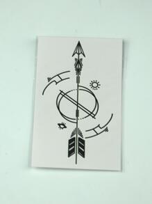 1張黑白箭頭和羽毛圖案臨時紋身貼紙 - 黑色 - 查看 2