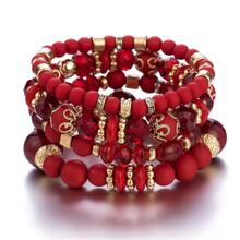 Vòng tay đính cườm trái tim pha lê nhiều lớp theo phong cách Bohemian châu Âu và Mỹ dành cho nữ - Đỏ - Xem 12