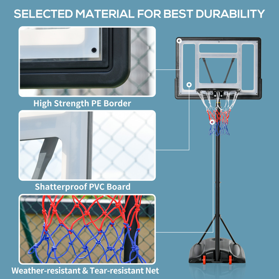 Soozier Basketball Hoop Outdoor, Portable Basketball Goal, 5.5FT7.5FT
