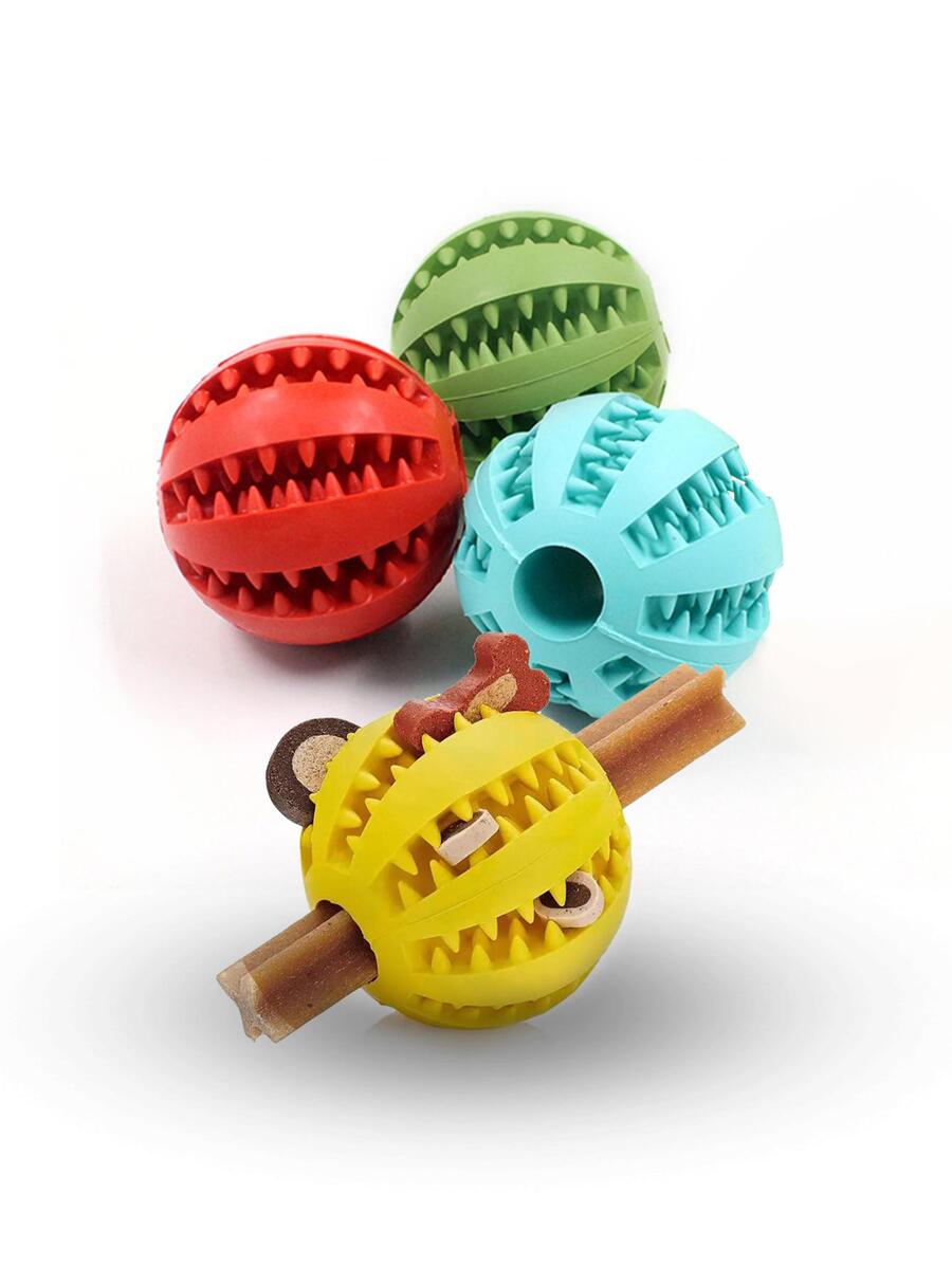 1pc Random Color Durable Pet Chew Toy, Round Ball Shaped Pet Chew Toy For Dog For Playing - Multicolor - View 1