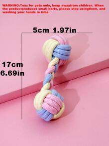 1pc Rope Three Color Barbell Shape Double Knot Dog Chew Toy For Boredom Relief And Teeth Cleaning Suitable For Daily Use - Multicolor - View 4
