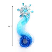 Frozen Snow Princess Colorful Wig Hair Clip, Ombre Long Curly Hair Extensions, Hair Accessories For Girls - Blue - View 3