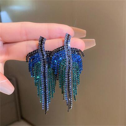 Rhinestone Tassel Drop Earrings