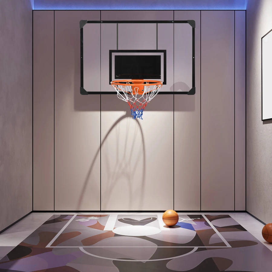 Soozier Wall Mounted Basketball Hoop with Shatter Proof Backboard - Multicolor - View 1