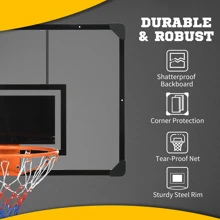 Soozier Wall Mounted Basketball Hoop with Shatter Proof Backboard - Multicolor - View 5