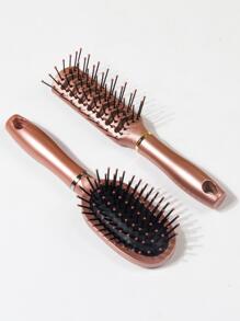 乾濕兩用梳子套裝氣墊梳1入組鏤空排骨梳1入組小塑膠優雅素色手持成套工具禮品適用於媽媽,情人節 - 玫瑰金 - 查看 3