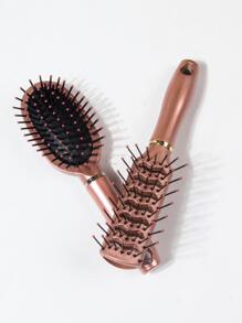 乾濕兩用梳子套裝氣墊梳1入組鏤空排骨梳1入組小塑膠優雅素色手持成套工具禮品適用於媽媽,情人節 - 玫瑰金 - 查看 4