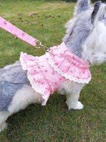 1入組寵物花朵圖案胸帶&牽引繩套裝 - 彩色 - 查看 3