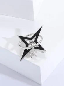 1pc Fashionable Four-pointed Star Brooch With Rhinestone Accent, Unisex Design, 2 Colors Available, Great Gift For Accessories Lovers - Silver - View 3