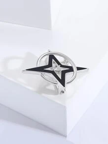 1pc Fashionable Four-pointed Star Brooch With Rhinestone Accent, Unisex Design, 2 Colors Available, Great Gift For Accessories Lovers - Silver - View 4