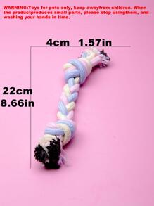 1入組繩三色麻花雙結牙齒清潔玩具用於寵物咬合適合狗狗日常使用 - 粉色 - 查看 4