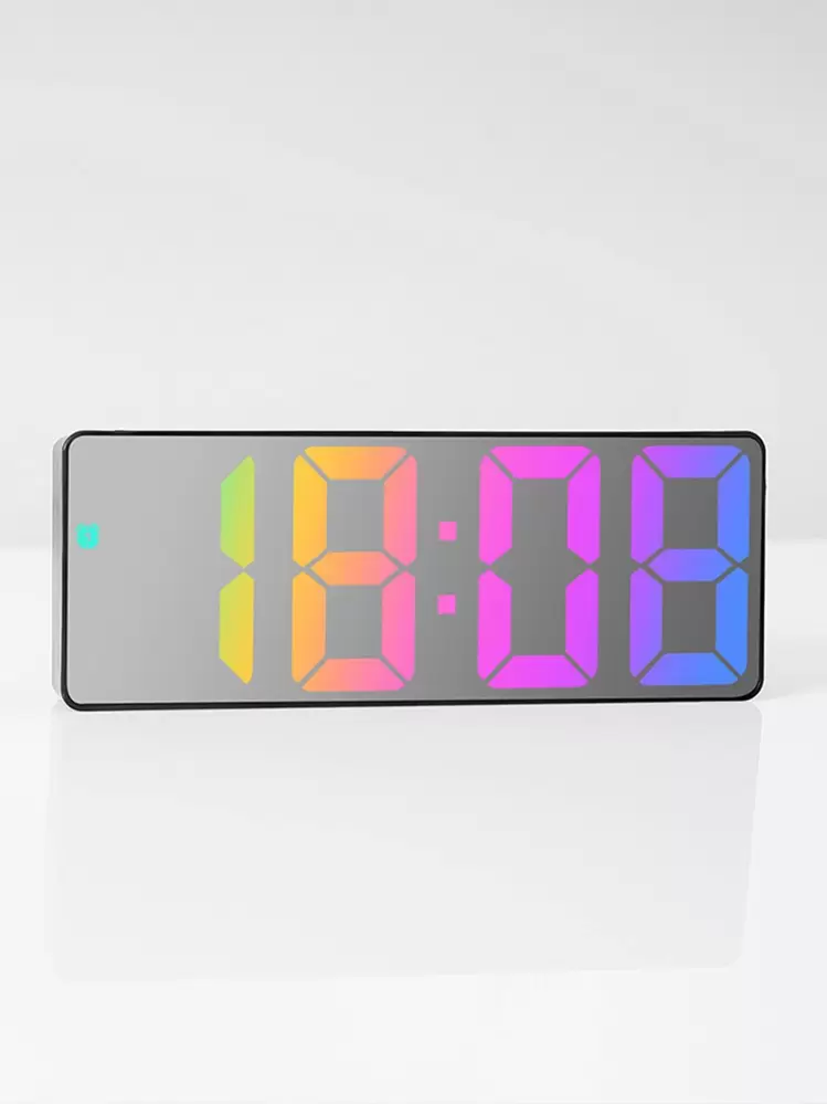1pc Color Changing Digital Alarm Clock With Night Light, Bedside Table Lamp With Colorful Font & Display, Battery/USB Powered, With Date, Temperature, Snooze Function, Adjustable Brightness, LED Dimming Mode, Bedroom Decor Clock - Beige - View 1