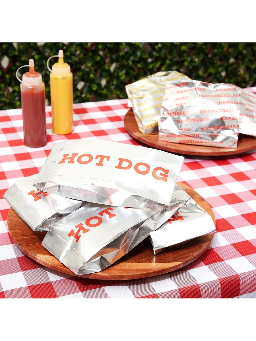 300Pcs Disposable Foil And Paper Hot Dog Holders And Hamburger