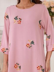 Robe Tunique Imprimé Floral - Rose bonbon - Voir 5