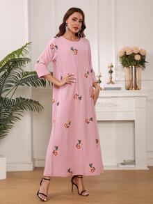 Robe Tunique Imprimé Floral - Rose bonbon - Voir 8