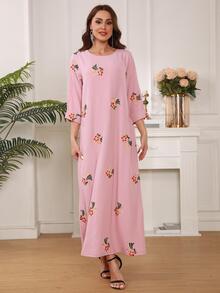 Robe Tunique Imprimé Floral - Rose bonbon - Voir 6