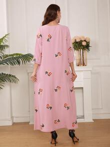 Robe Tunique Imprimé Floral - Rose bonbon - Voir 4