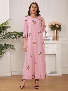 Robe Tunique Imprimé Floral - Rose bonbon - Voir 2