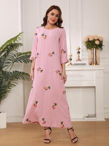 Robe Tunique Imprimé Floral - Rose bonbon - Voir 7