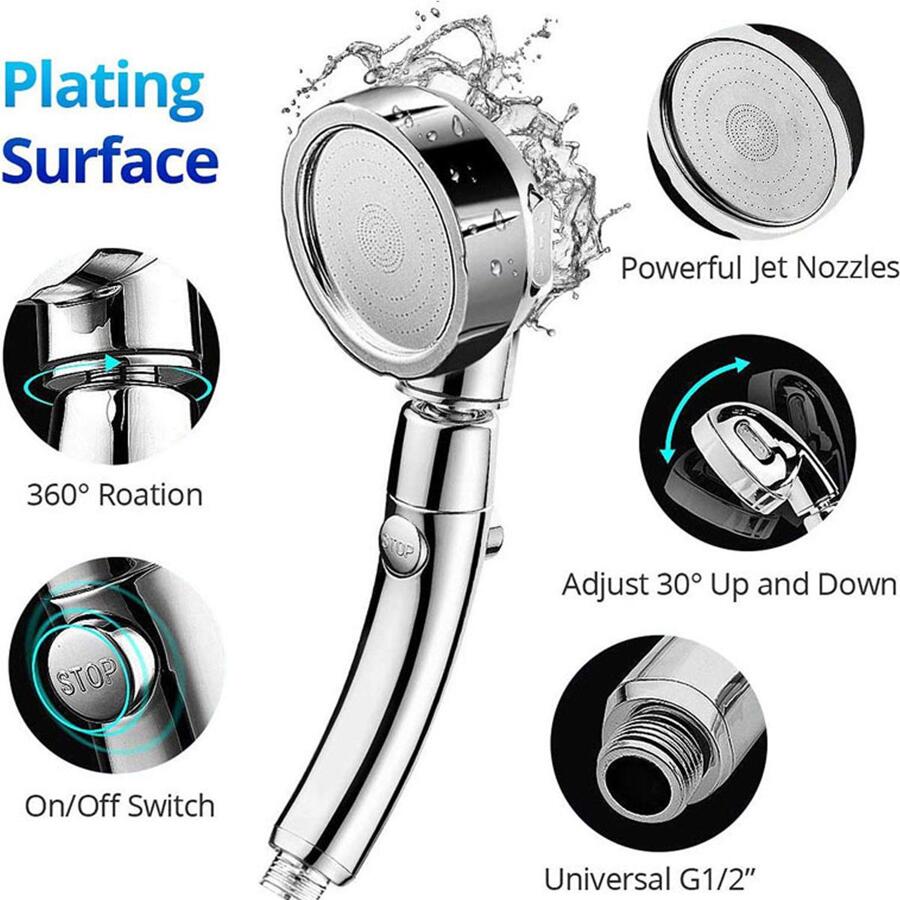 Handheld Shower Head With Hose And Bracket, High Pressure Shower Head