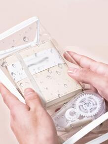 1pc 学生文具收纳 PVC透明包 Ins 风格化妆包 透明拉链考试铅笔袋 透明色 - 無色 - 查看 5