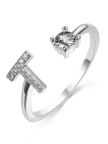 Nhẫn Nữ Thiết Kế Chữ Cái Màu Bạc Sang Trọng & Tinh Tế, Quà Tặng Sang Trọng Cho Bạn Gái - Bạc - Xem 3