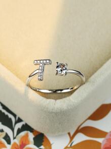 Nhẫn Nữ Thiết Kế Chữ Cái Màu Bạc Sang Trọng & Tinh Tế, Quà Tặng Sang Trọng Cho Bạn Gái - Bạc - Xem 2